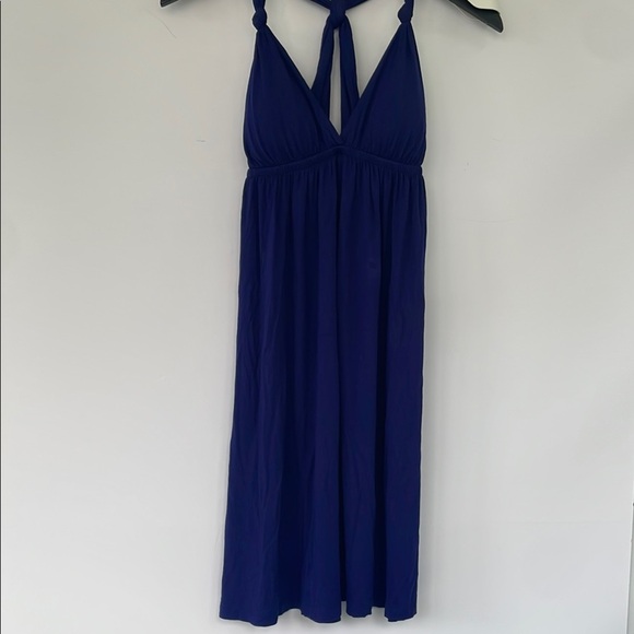 Forever 21 Blue Knotted Halter Dress Viscose Sundress Chic and Versatile Medium - Picture 1 of 13